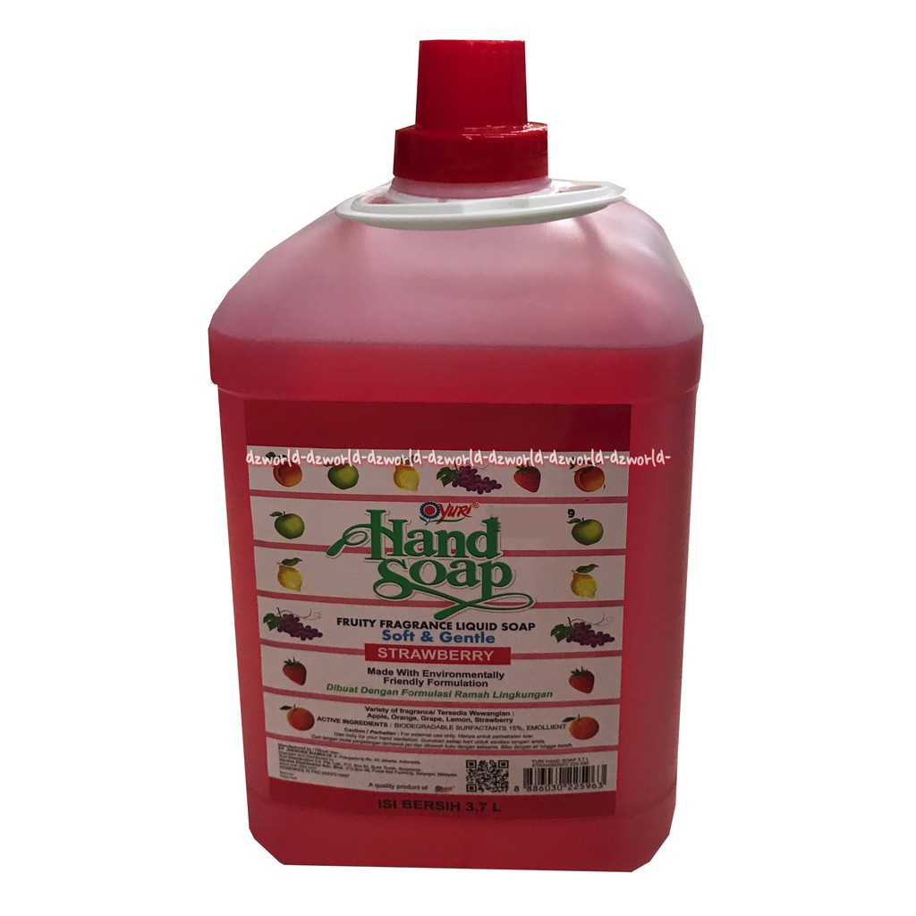 Yuri Hand Soap Anti Bakteri Aroma Strawberry Liquid Soap Sabun Cuci Tangan 3.7L