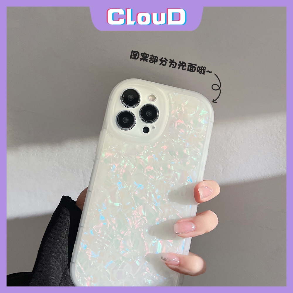 Soft Case TPU Motif Kristal Putih Berkilau Cover iPhone 11 13 12 Pro MAX 7 8 Plus SE 2020 6 6sXR XS MAX