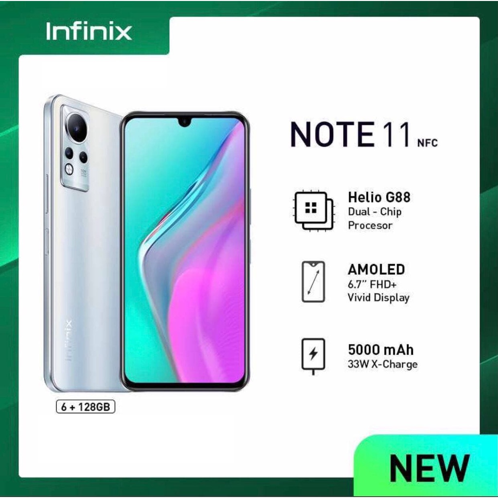 Infinix Note 11 NFC [6GB+128GB] MediaTek Helio G88 - 50MP Triple Camera - NFC - 6.7