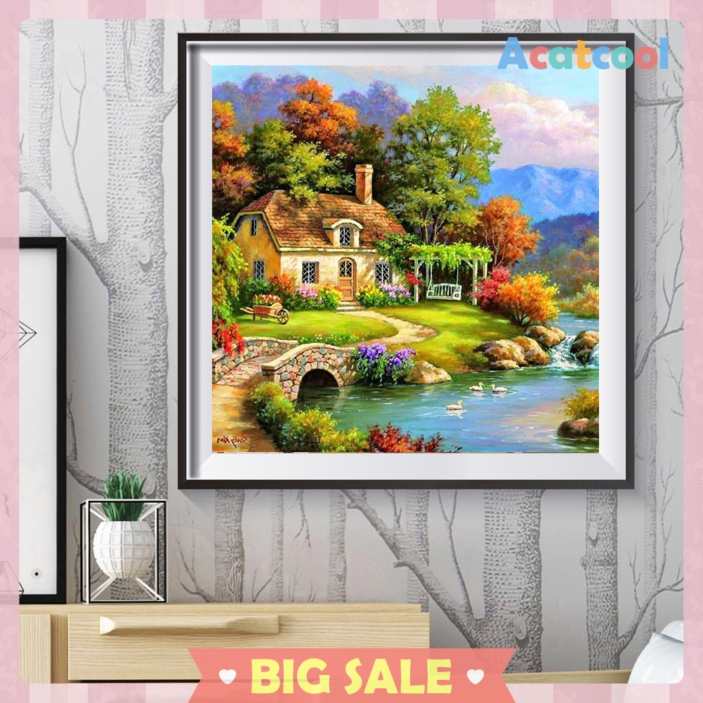 5D DIY Full Round Drill Diamond Painting Relaxing Village Cross Stitch Kit