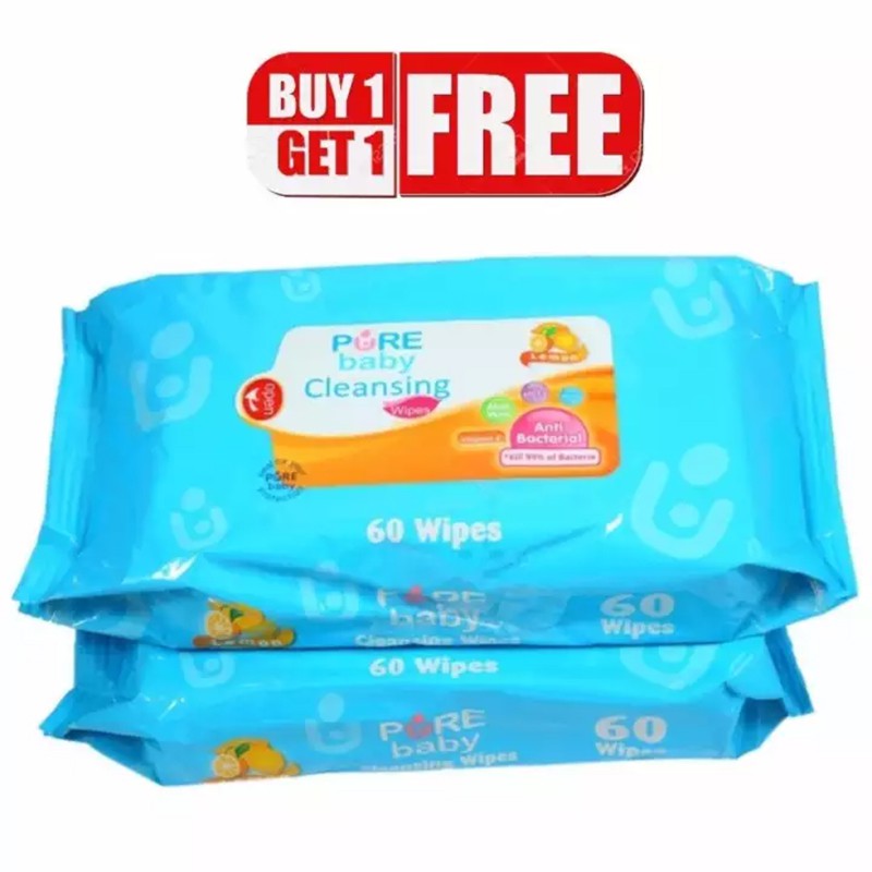 Pure Baby Cleansing Wipes Tissue Basah Buy 1 Get 1 60 lembar