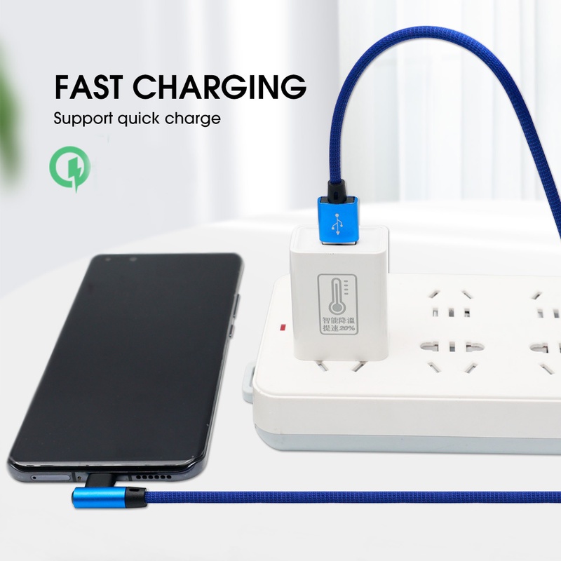 90 Degree Kabel Data / Charger USB Tipe C Siku 90 Derajat Panjang 1m 6A Fast Charging Untuk Smartphone Universal