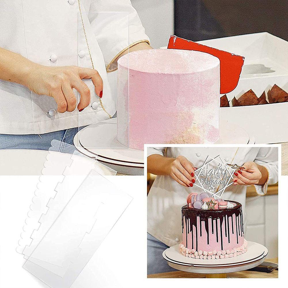 Populer 6pcs Scraper Kue Set Cetakan Kue Cake Trim Pastry Cutter Alat Penghalus Transparan Bening Akrilik