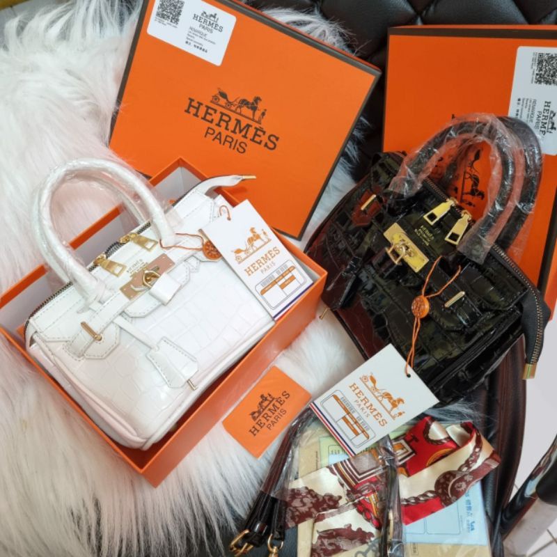 TAS IMPORT HB CROCO SMALL RESLETING FREE BOX BRANDED PREMIUM BATAM WANITA MINI HANDBAG KOMPLIT