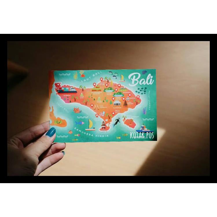 

Hot Product Bali Peta Map Ilustrasi Kota Indonesia Khas Kartu Pos Postcard Murah Keren