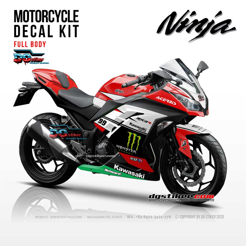 Decal Sticker Ninja 250 Fi Putih DG Stiker