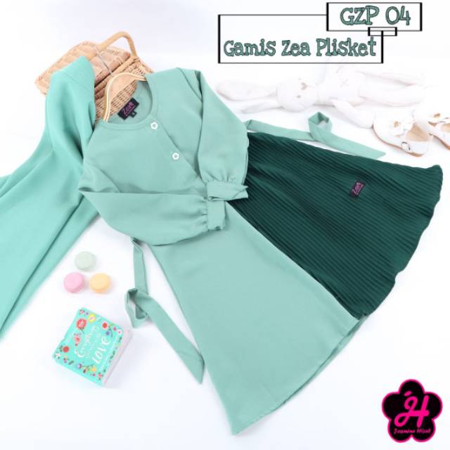 Gamis anak 2-3 tahun zea plisket polos set jilbab