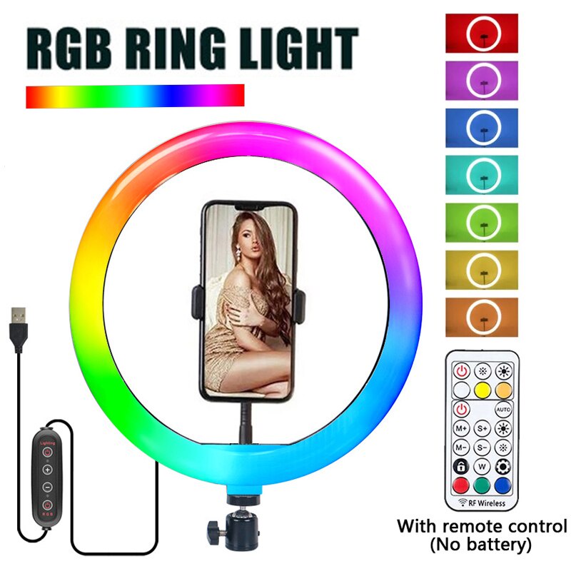 Ring Light Lampu Cincin Warna Warni Usb Lampu Halo Ring Light RGB LED 10W 124 LED 10 Inch 1 Holder