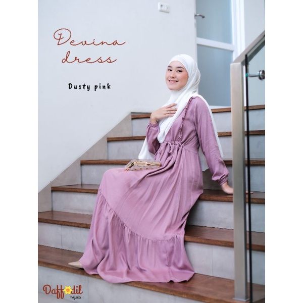 GAMIS SERUT POLOS BAHAN RAYON MORENA ADEM EMPUK LEMBUT - DEVINA DRESS-3