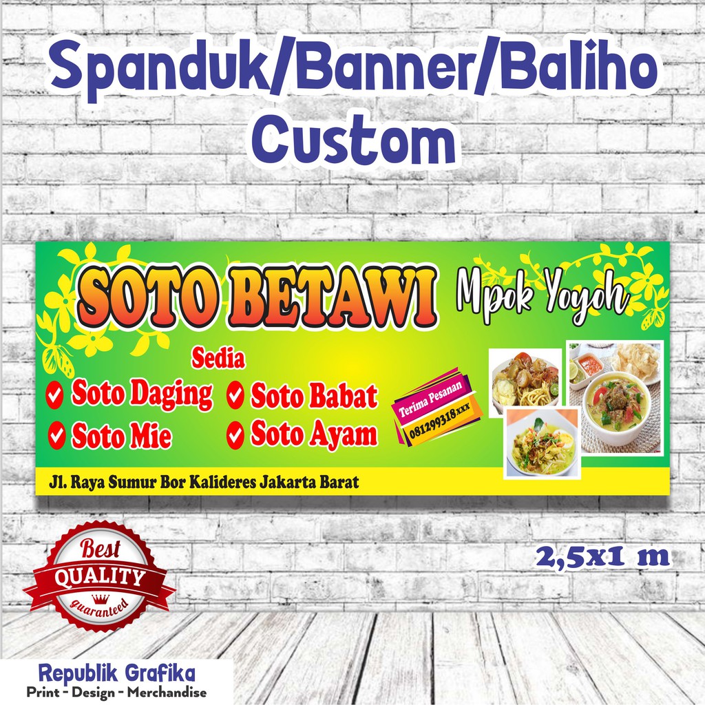 CUSTOM SPANDUK, BANNER, BALIHO - 250 X 100 CM - MURAH BERKUALITAS - PRE ORDER