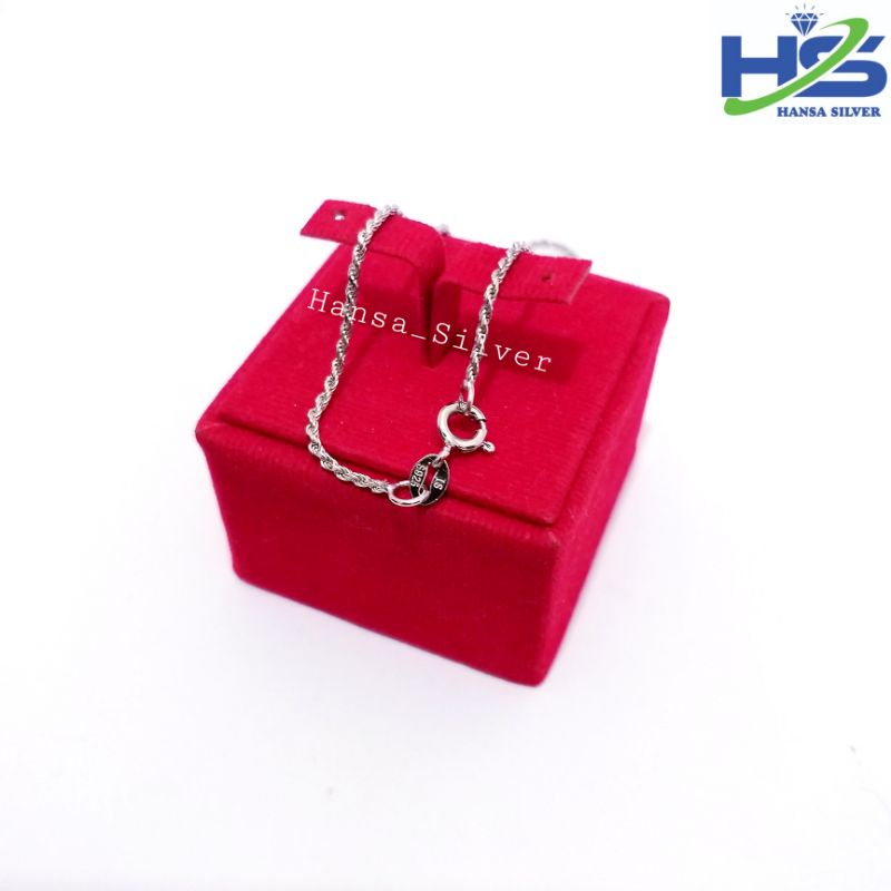 Kalung Perak Asli Silver 925 Lapis Emas Putih Model Tambang 50 60 Cm - Kalung Perak Pria Wanita Anti Karat
