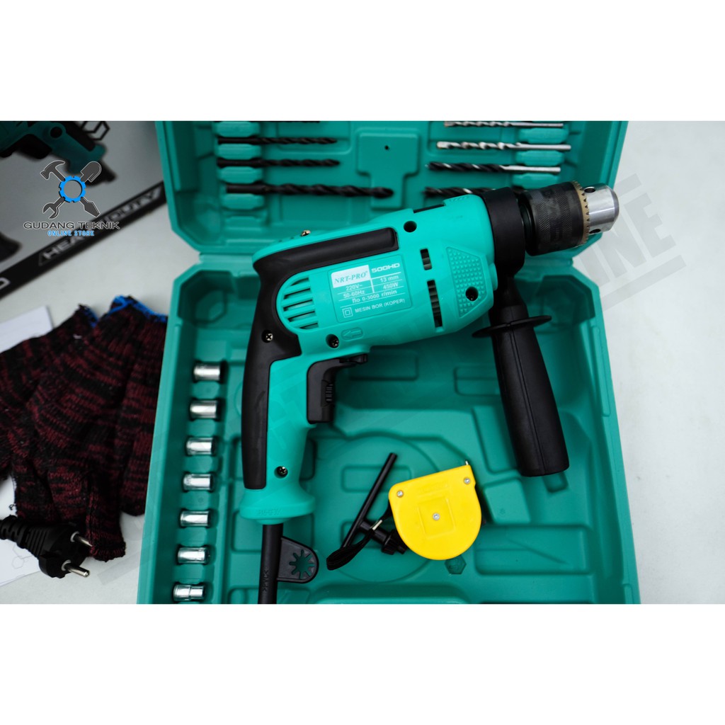 Mesin Bor Set NRT PRO 500 HD / Mesin Bor Beton NRT 500HD 13 Mm Hammer Impact Drill