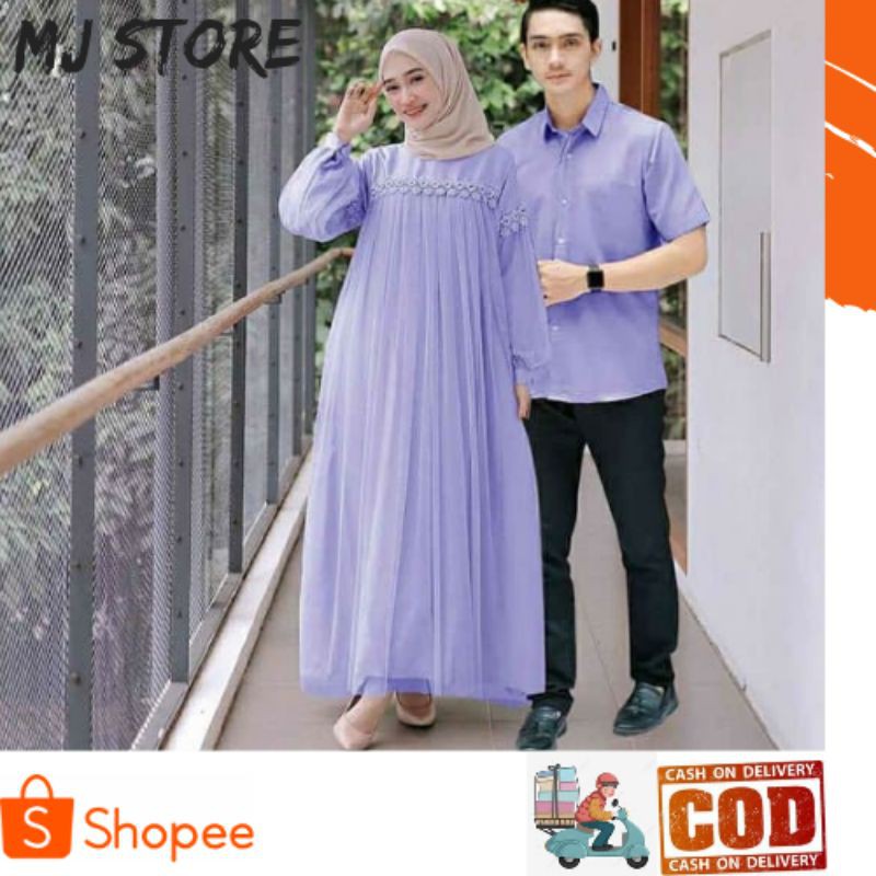 GAMIS COUPLE PASANGAN GAMIS FASHION MUSLIM DRESS SYARI SET NURAINI COUPLE TERMURAH TERLARIS