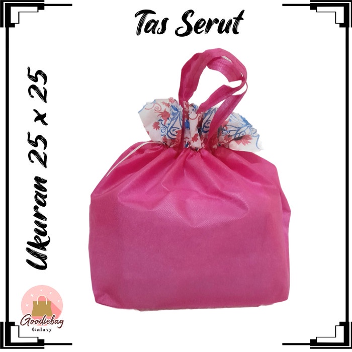TERLARIS Goodie bag - Tas serut (Tas box nasi & snack) ukuran 25 x 25 - hijau muda