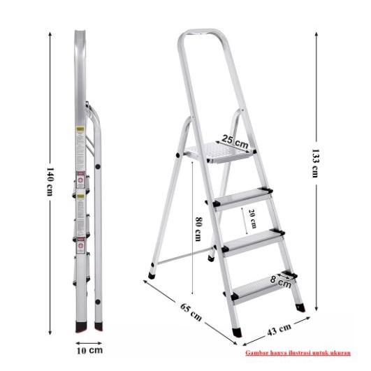 Tangga Rumah Alumunium Almunium 4 Step Mollar / Tangga Lipat 4Step Mollar Household Ladder Mollar