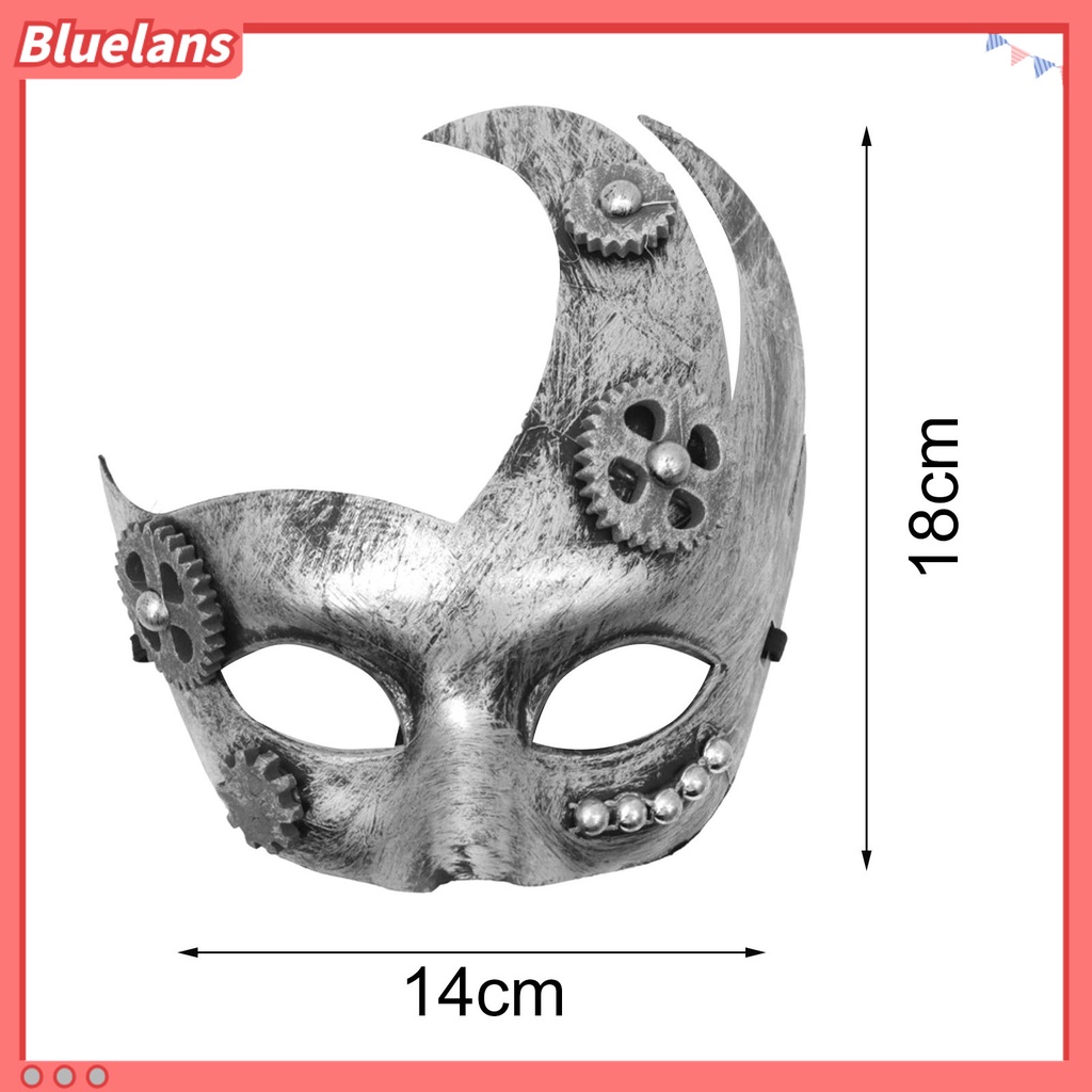 Cover Wajah Pria / Wanita Lapis Silver Gaya Steampunk Retro Reusable Untuk Pesta Halloween / Cosplay