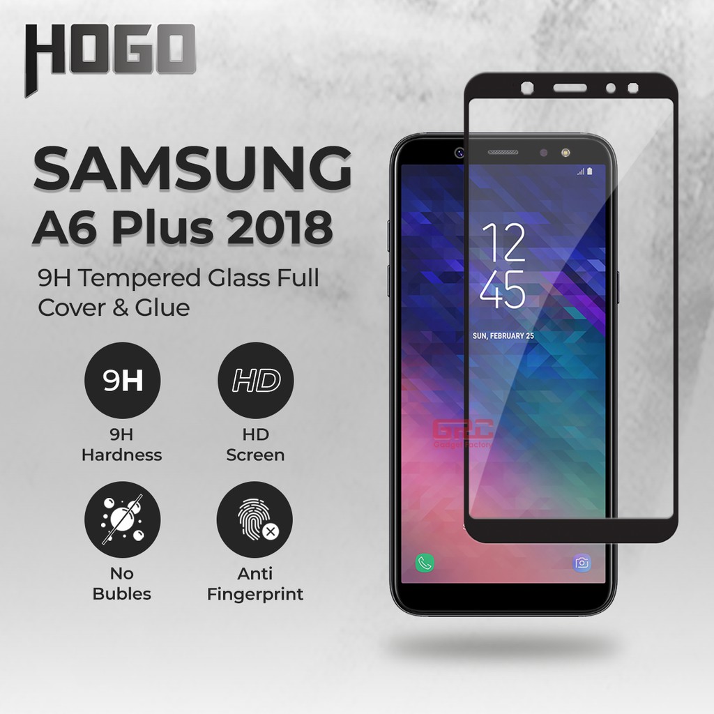 SAMSUNG Galaxy A6 Plus 2018 Tempered Glass HOGO Full Cover Glue