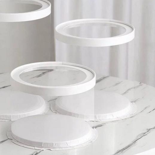 KOTAK TRANSPARAN BULAT CAKE BOX MIKA GIFT BOX MIKA ATAP TRANSPARAN SIZE 22 DAN 26 CM KOTAK KUE TRANS