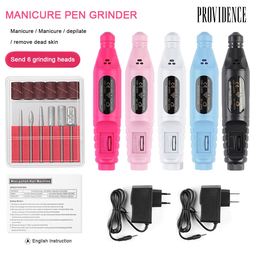 Providence Electric Nail File Polishing Drill Pen Bits Kit Salon Pedicure Manicure Machine