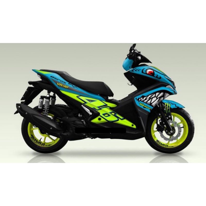 Decal Sticker Variasi Yamaha aerox 155 old fullbody custom shark rossi - stiker aerox lama full body