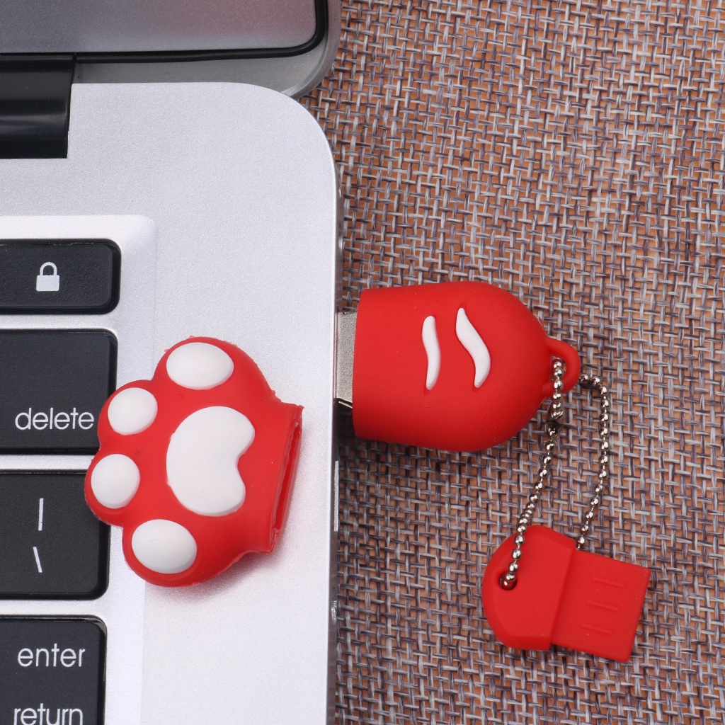 Flash Disk USB 4GB / 8GB / 16GB / 32GB / 64GB / 128GB Bentuk Telapak Kaki Kucing Bahan Silica gel