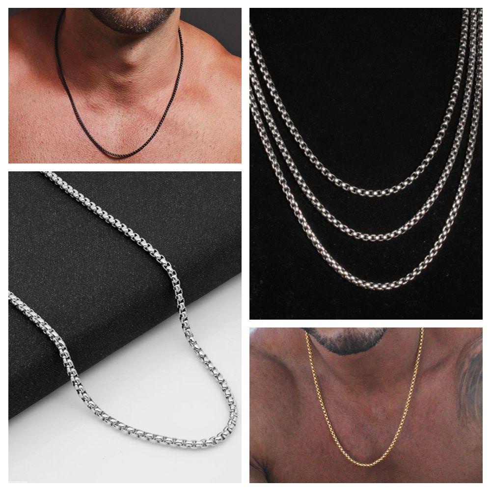 TOP Men Necklace Jewelry Gift 3mm Simple Titanium Steel