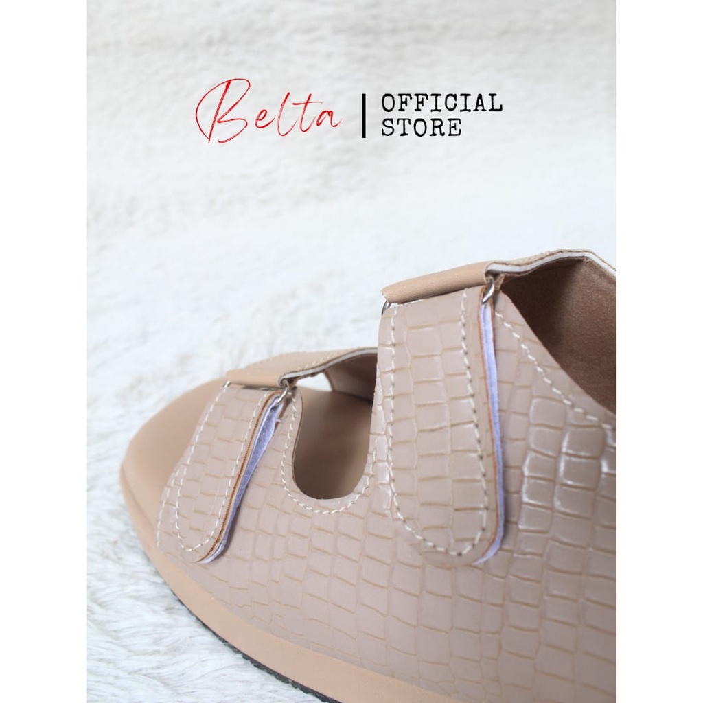 BELTA Sandal Wanita Tali Belakang Sol Tebal Empuk Mocca Tan Mustard Black