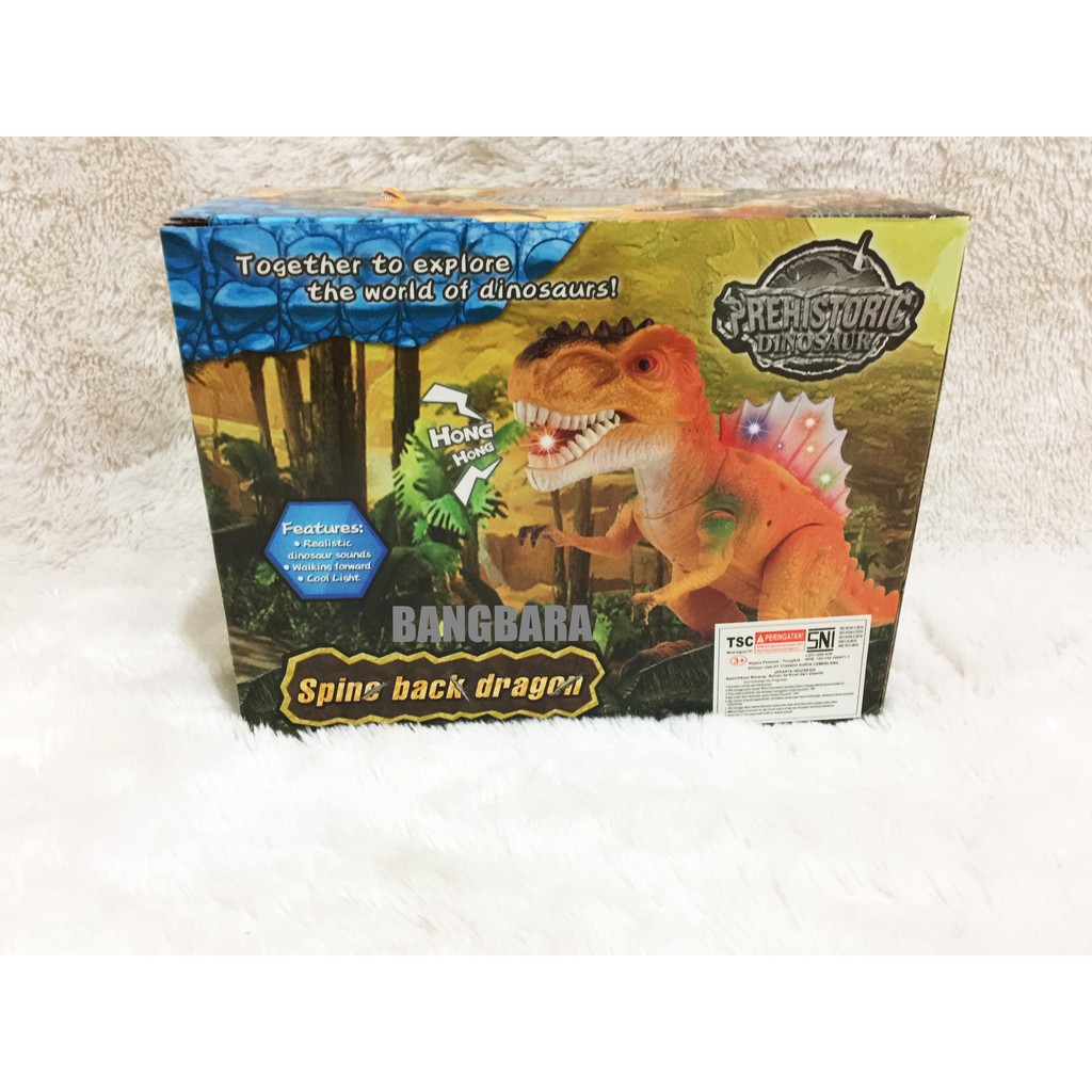 Mainan Dinosaurus Baterai T-Rex Spine Back Dragon Lampu dan Suara