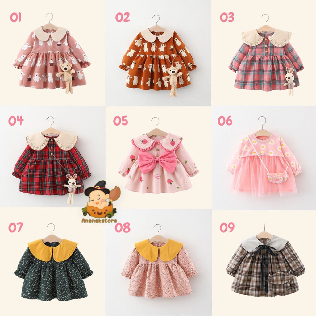 ANANAK 6-36 bulan / DRESS BAYI perempuan KUALITAS IMPORT gaun bayi baju bayi anak perempuan