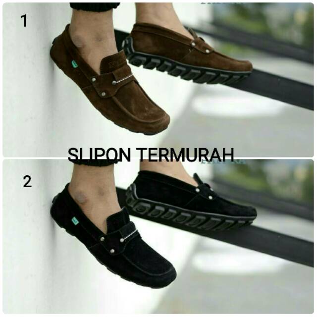 SEPATU KICKERS CASUAL SLOP SUEDE ASLI SLIPON PRIA KERJA KANTOR FORMAL SANTAI ANAK LAKI KREN MURAH