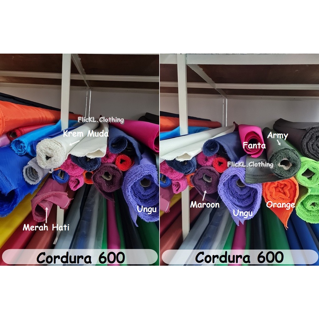 Bahan Kain Parasut Cordura Nylon Nilon 600D Parasit Waterproof Anti Air Serat Bintik Tas Talang