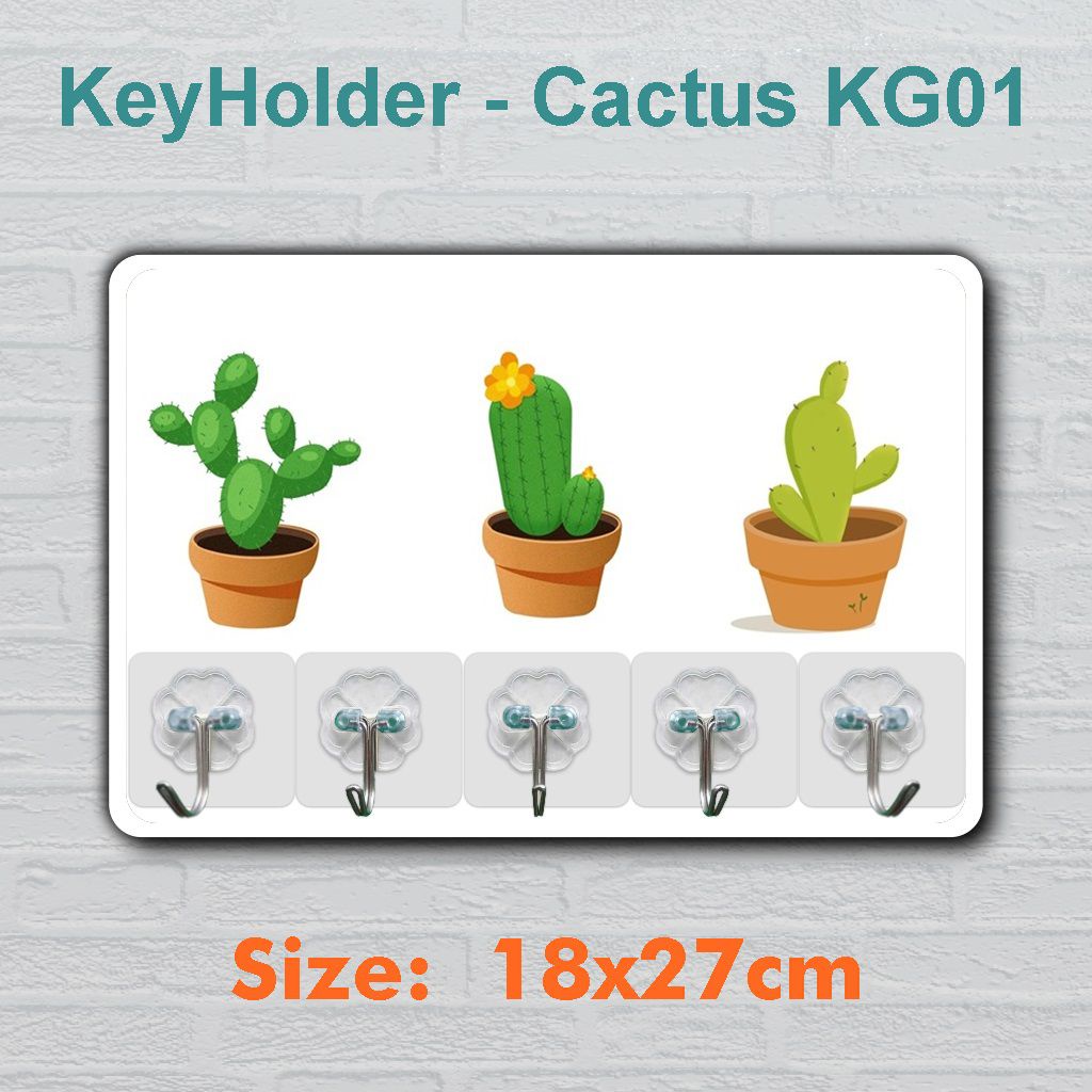 Zoe Wall Decor Gantungan Kunci Serbaguna  Motif Bunga Kaktus Tebal 5mm BZC