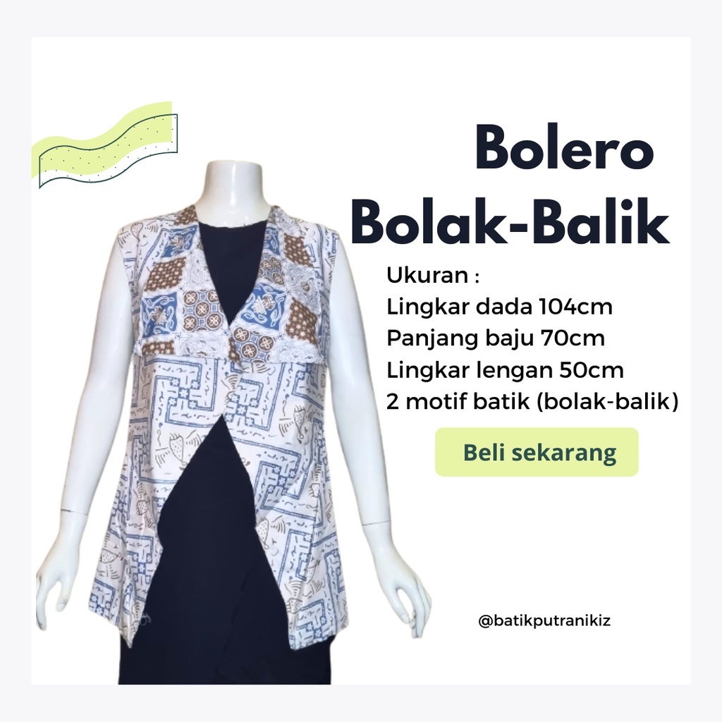 BOLERO BOLAK BALIK BATIK VEST OUTER ATASAN WANITA KERJA