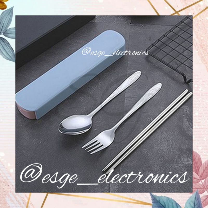 ESGE SET SENDOK MAKAN SET ALAT MAKAN STAINLESS STEEL SET SENDOK GARPU SUMPIT SET TRAVELLING SET KOTAK MAKAN SET SENDOK TRAVEL CUTLERY SENDOK GARPU SET SUMPIT SET KOTAK KECIL ALAT MAKAN BAWA KEMANA MANA ALAT MAKAN KECIL ALAT MAKAN TRAVEL WARNA WARNI