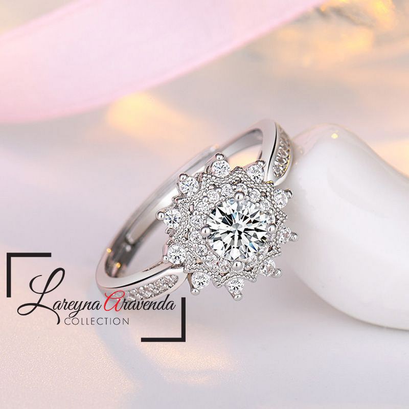 Cincin Wanita Model Snowflake Diamond Crystal Zirconia CC002