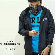 Jaket parasut nike hitam polos windrunner L XL
