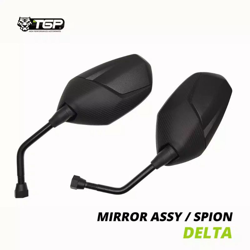 Spion TGP Delta Carbon (Kaca Cembung/Original) HONDA YAMAHA PENDEK