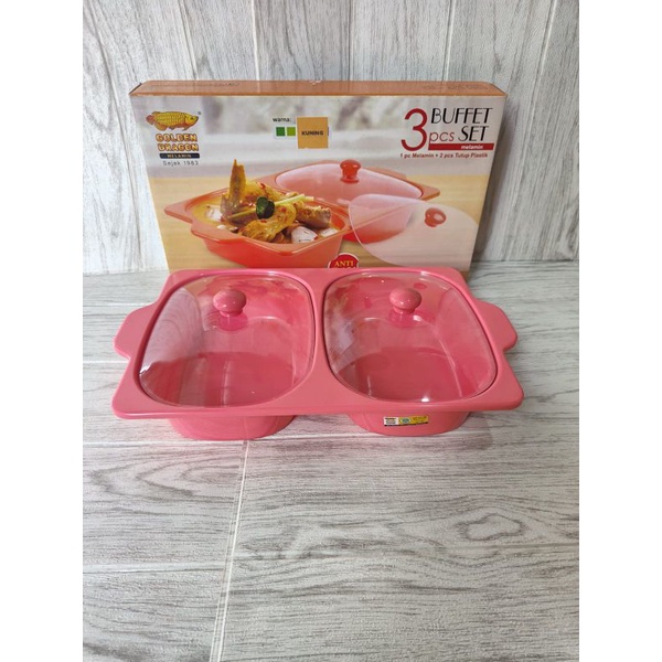 Tempat Prasmanan Buffet Set Double Melamine Golden Dragon
