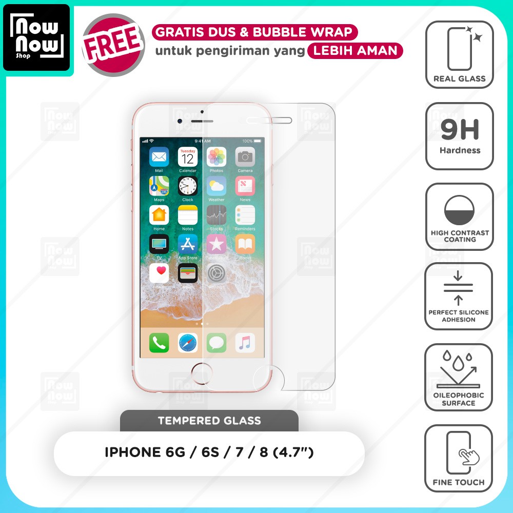 Tempered Glass Anti Gores iPhone 6G 6S 7 8 Screen Guard Protector 9H Kaca Temperglass