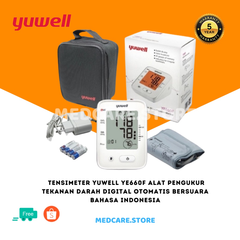 Tensimeter Digital Yuwell YE660F Alat Tensi Darah Digital Suara Bahasa Indonesia YE-660F