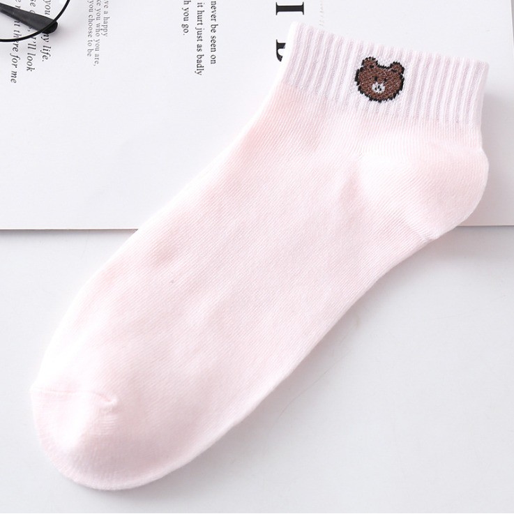 FYGALERY D070 Kaos Kaki Ankle Dewasa Kaus Kaki Motif Bear Karakter Beruang Korea Unisex Murah-7
