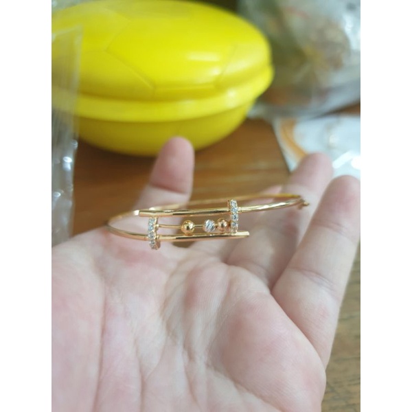 bangle gelang listring pentol bola kombinasi paku emas asli 700 70%