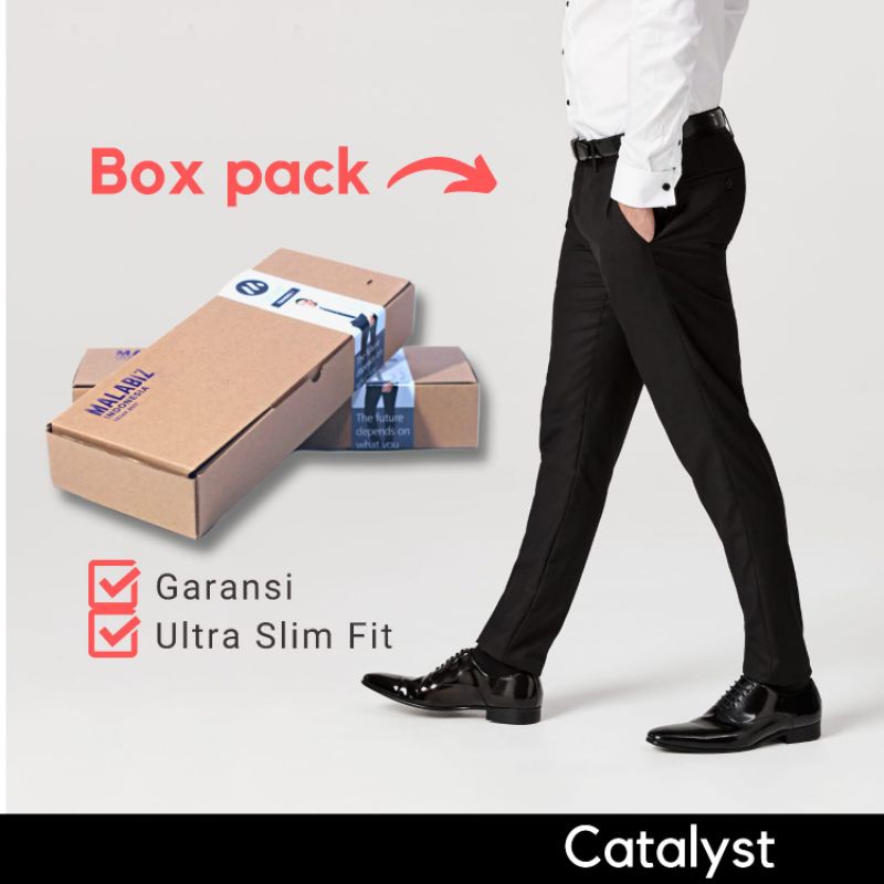 1 BLACK SERIES Celana Formal Pria Kelas Bisnis Slim fit ketat skinny Warna Hitam Bahan Dasar Kerja Kantor Malabiz Celana Bahan Melar Untuk Kerja Kantor Warna Hitam Panjang Celana Stretch Skinny dan Ultra Slim fit Warna Hitam Panjang Celana Pencil Pensil