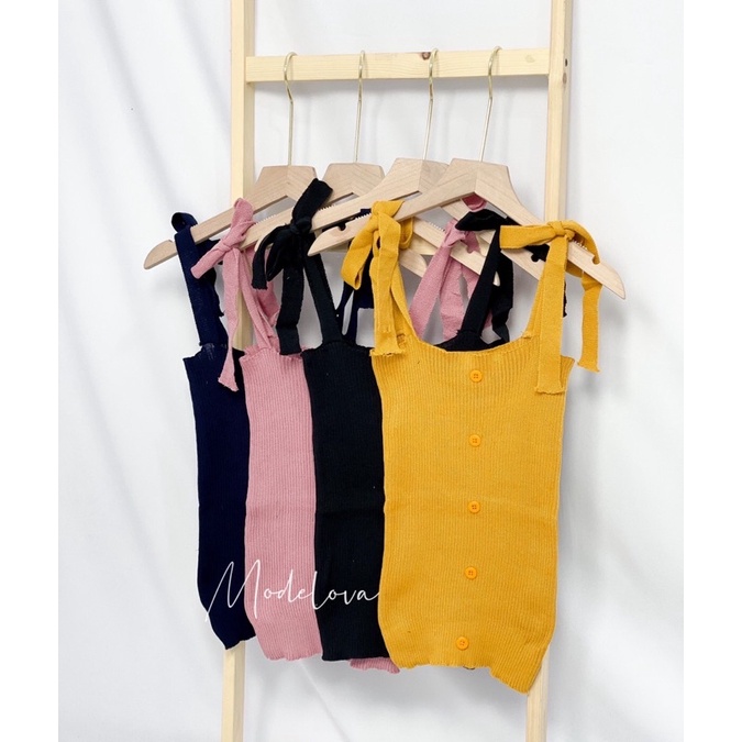 MDLV ~ Tanktop Bow Rajut Tanktop Basic Ikat Fashion Wanita