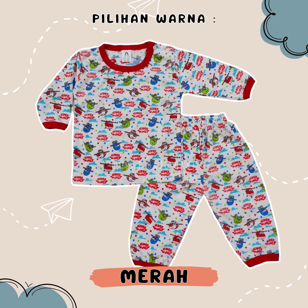 SALE 7.7 Setelan Baju Bayi Panjang 3 - 12 Bulan merk Yeiko - SUPER WINGS