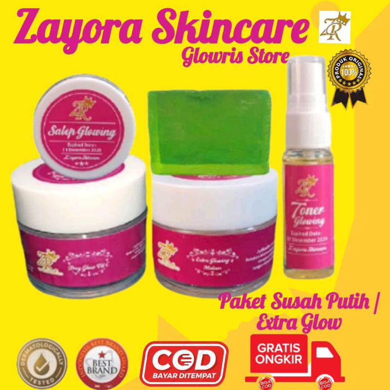 [Pemutih Wajah] Paket Extra Glow by Zayora- Untuk Kulit Wajah Yang Susah Putih