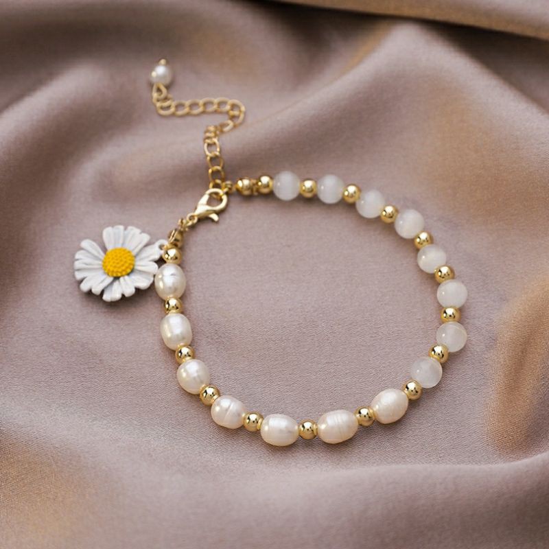 Daisy Bracelet Gelang Wanita Mutiara Bunga Daisy Korea Free Box//Gelang Mutiara Air Tawar