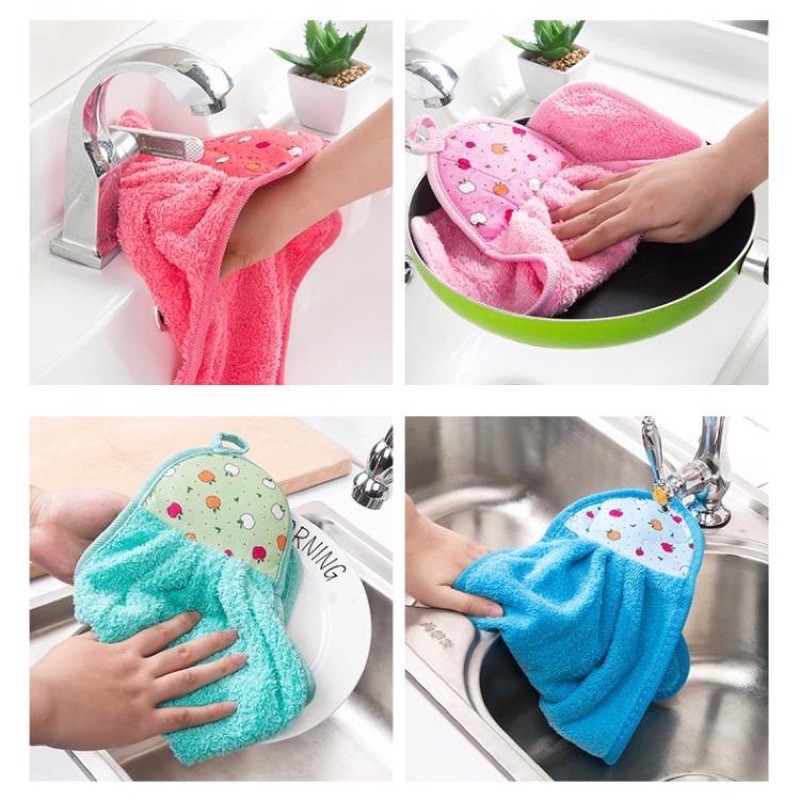 Serbet Lap Tangan Microfiber Polos Hand Towel Gantung Dapur Handuk Kitchen Kualitas Kain Murah