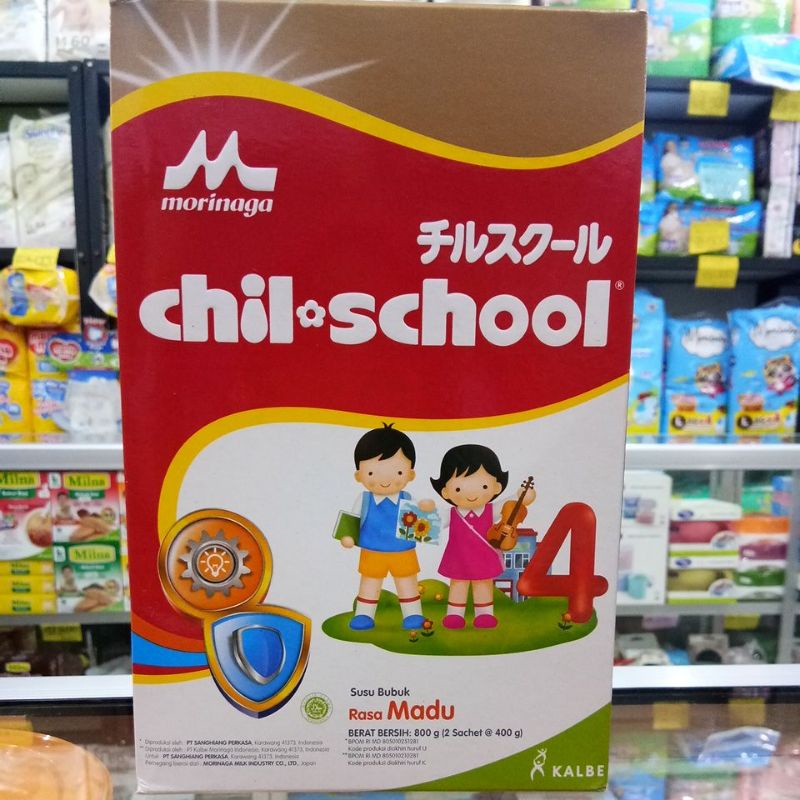 MORINAGA CHIL-SCHOOL 4 VANILA/MADU/COKLAT/STROBERI 800GR