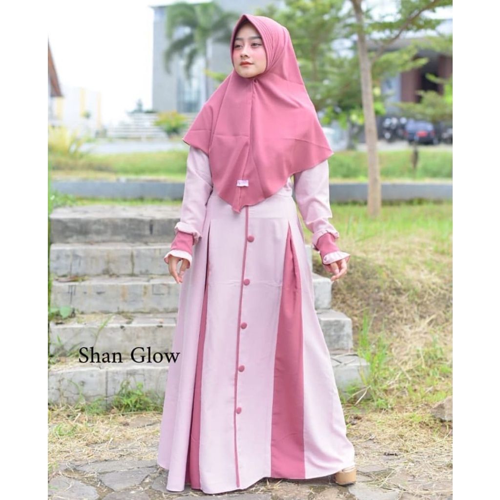 Gamis set Khimar shabrina ORI SHAN GLOW remaja syari casual Itycrepe terbaru